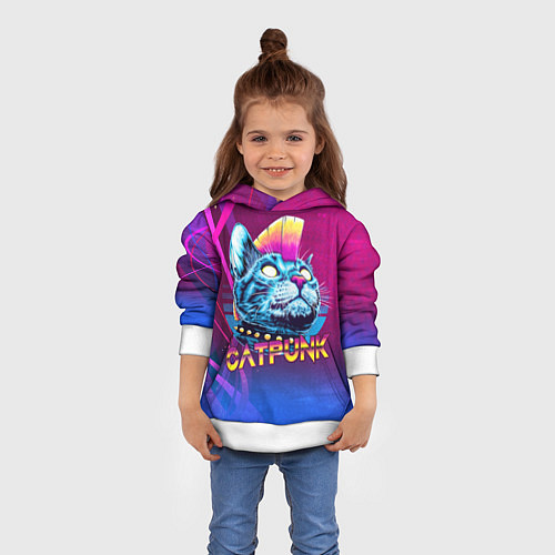 Детская толстовка Котопанк / 3D-Белый – фото 4