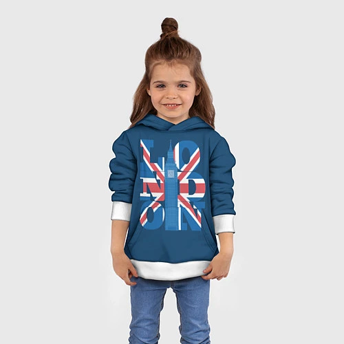Детская толстовка London: Great Britain / 3D-Белый – фото 4