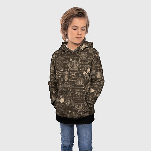 Детская толстовка Старая рукопись путешественника / 3D-Черный – фото 3