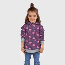 Толстовка-худи детская Фиолетовые фламинго, цвет: 3D-меланж — фото 2