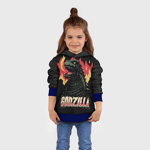 Детская толстовка Flame Godzilla / 3D-Синий – фото 4