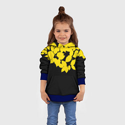 Толстовка-худи детская Желтые Листья - Минимализм, цвет: 3D-синий — фото 2