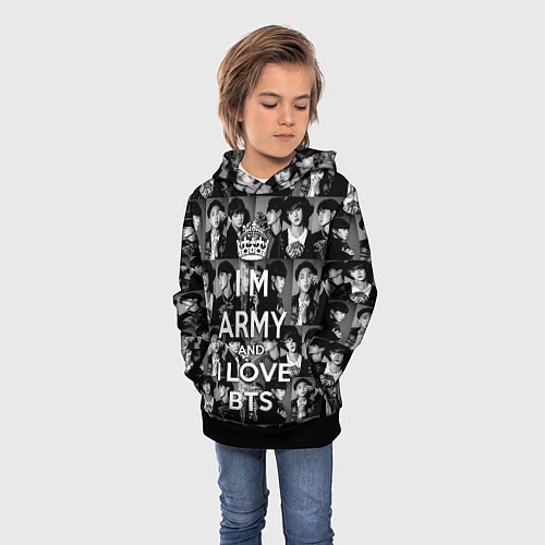 Детская толстовка I am army and I lover BTS / 3D-Черный – фото 3