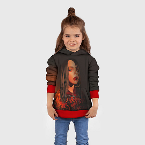 Детская толстовка Billie Eilish: Red Head / 3D-Красный – фото 4