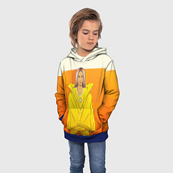 Толстовка-худи детская Billie Eilish: Yellow Girl, цвет: 3D-синий — фото 2