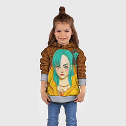 Толстовка-худи детская Billie Eilish: Turquoise Hair, цвет: 3D-меланж — фото 2