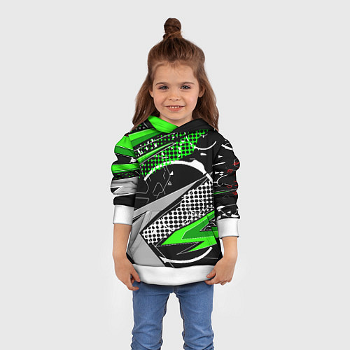 Детская толстовка Black and green corners / 3D-Белый – фото 4