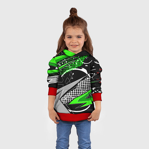 Детская толстовка Black and green corners / 3D-Красный – фото 4