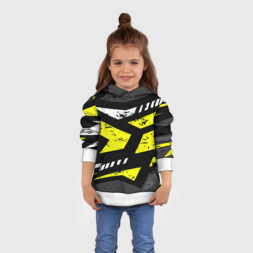 Детская толстовка Black yellow abstract sport style / 3D-Белый – фото 4