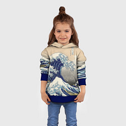 Толстовка-худи детская Kanagawa Wave Art, цвет: 3D-синий — фото 2