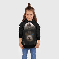 Толстовка-худи детская Уличный кот, цвет: 3D-черный — фото 2