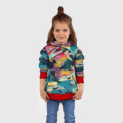 Толстовка-худи детская Абстрактный рисунок, цвет: 3D-красный — фото 2