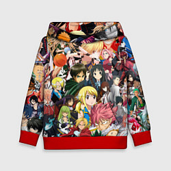 Толстовка-худи детская Аниме коллаж, цвет: 3D-красный