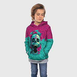 Толстовка-худи детская Неоновый череп, цвет: 3D-меланж — фото 2