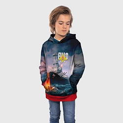 Толстовка-худи детская ВМФ, цвет: 3D-красный — фото 2