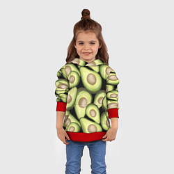 Толстовка-худи детская Avocado background, цвет: 3D-красный — фото 2