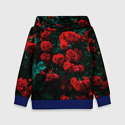 Толстовка-худи детская Розы, цвет: 3D-синий