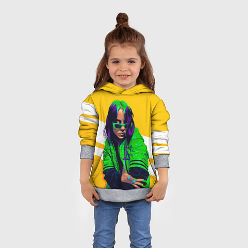 Детская толстовка Green Eilish / 3D-Меланж – фото 4