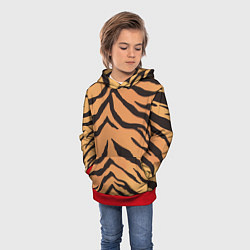 Толстовка-худи детская Тигриный камуфляж, цвет: 3D-красный — фото 2