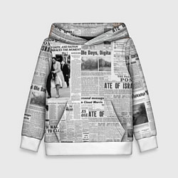 Толстовка-худи детская Газета Newspaper, цвет: 3D-белый