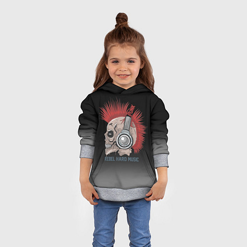 Детская толстовка Rebel hard music / 3D-Меланж – фото 4