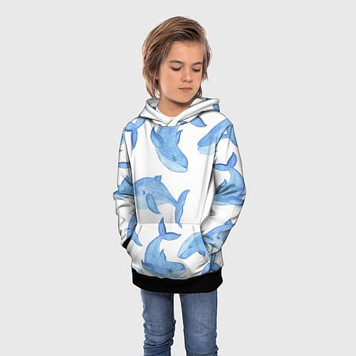 Детская толстовка Косяк китов / 3D-Черный – фото 3
