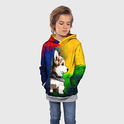Толстовка-худи детская Корги, цвет: 3D-меланж — фото 2