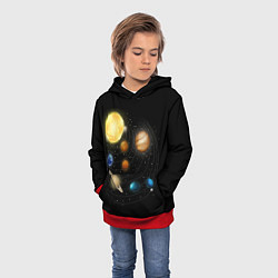 Толстовка-худи детская Солнечная Система, цвет: 3D-красный — фото 2