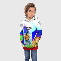 Толстовка-худи детская Сноуборд, цвет: 3D-красный — фото 2