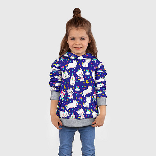 Детская толстовка Кот-Единорог / 3D-Меланж – фото 4