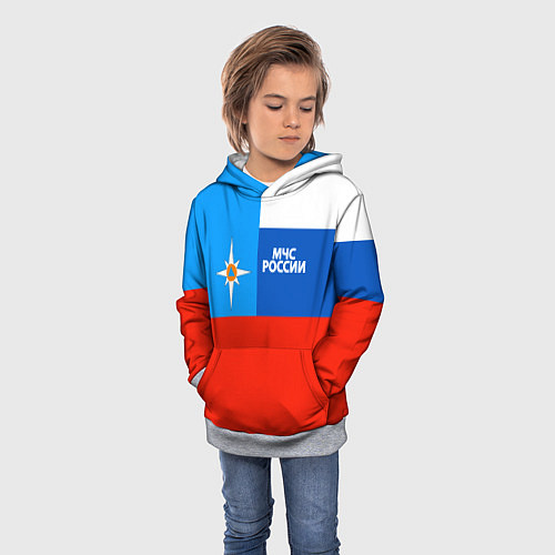 Детская толстовка Флаг МЧС России / 3D-Меланж – фото 3