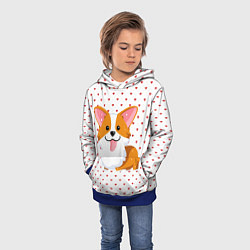 Толстовка-худи детская Корги, цвет: 3D-синий — фото 2