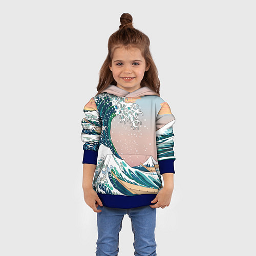 Детская толстовка Большая волна в канагаве / 3D-Синий – фото 4