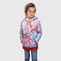 Толстовка-худи детская Ветки Сакуры, цвет: 3D-красный — фото 2