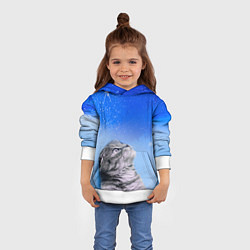 Толстовка-худи детская Кот и космос, цвет: 3D-белый — фото 2