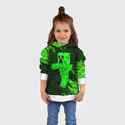 Толстовка-худи детская MINECRAFT CREEPER, цвет: 3D-белый — фото 2