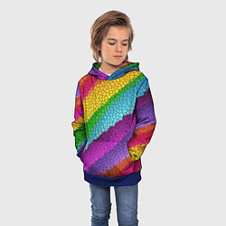 Толстовка-худи детская Яркая мозаика радуга диагональ, цвет: 3D-синий — фото 2