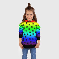 Толстовка-худи детская Следы на радуге, цвет: 3D-черный — фото 2