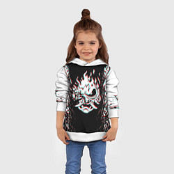 Толстовка-худи детская CYBERPUNK 2077 SAMURAI GLITCH, цвет: 3D-белый — фото 2