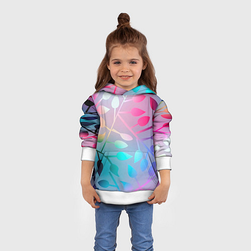 Детская толстовка Листья / 3D-Белый – фото 4