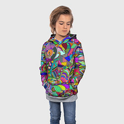 Толстовка-худи детская Дудлы узор разноцветный хиппи, цвет: 3D-меланж — фото 2