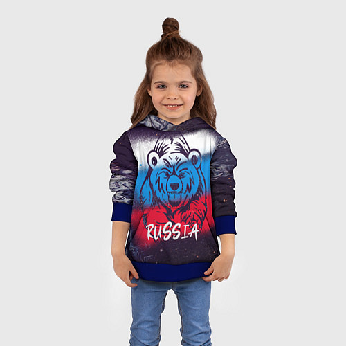 Детская толстовка Russia Bear / 3D-Синий – фото 4