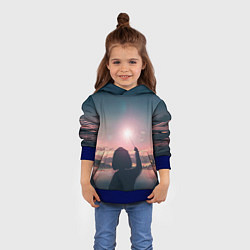 Толстовка-худи детская Девушка свечение волшебство, цвет: 3D-синий — фото 2