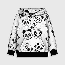 Толстовка-худи детская Панды, цвет: 3D-черный