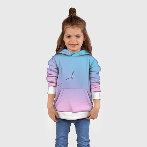 Детская толстовка Чайки птицы полет градиент / 3D-Белый – фото 4