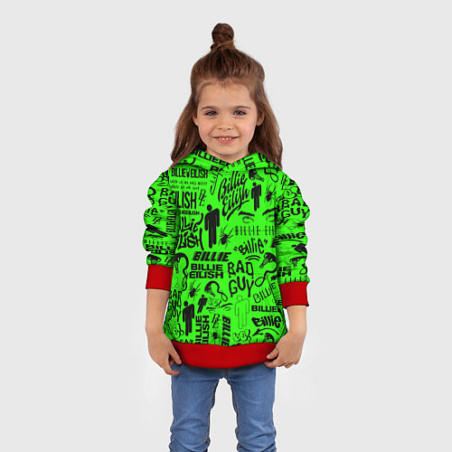Детская толстовка BILLIE EILISH БИЛЛИ АЙЛИШ / 3D-Красный – фото 4