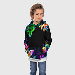 Толстовка-худи детская Тропическая Ночь, цвет: 3D-белый — фото 2