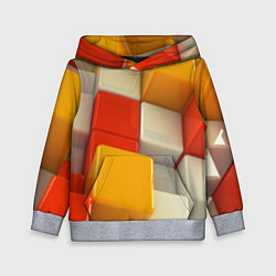 Толстовка-худи детская КУБЫ 3D, цвет: 3D-меланж
