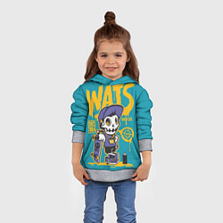 Толстовка-худи детская Граффити Wats череп в кепке, цвет: 3D-меланж — фото 2