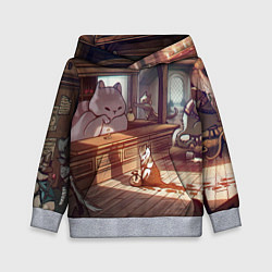 Толстовка-худи детская Кошачий город, цвет: 3D-меланж